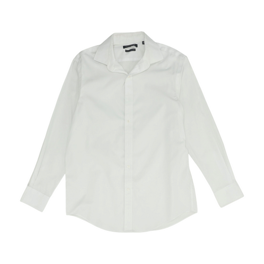 White Solid Long Sleeve Button Down