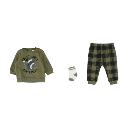 Green Plaid Long Sleeve Set