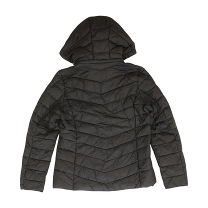 Black Solid Puffer Coat