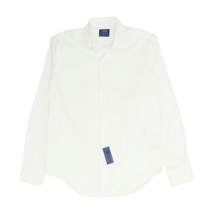 White Solid Long Sleeve Button Down
