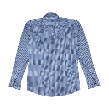 Blue Geometric Long Sleeve Button Down