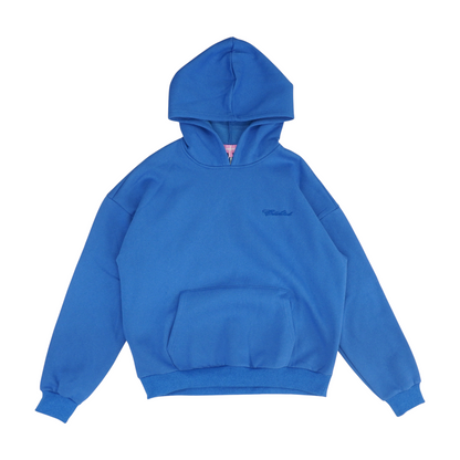 Blue Solid Hoodie Pullover