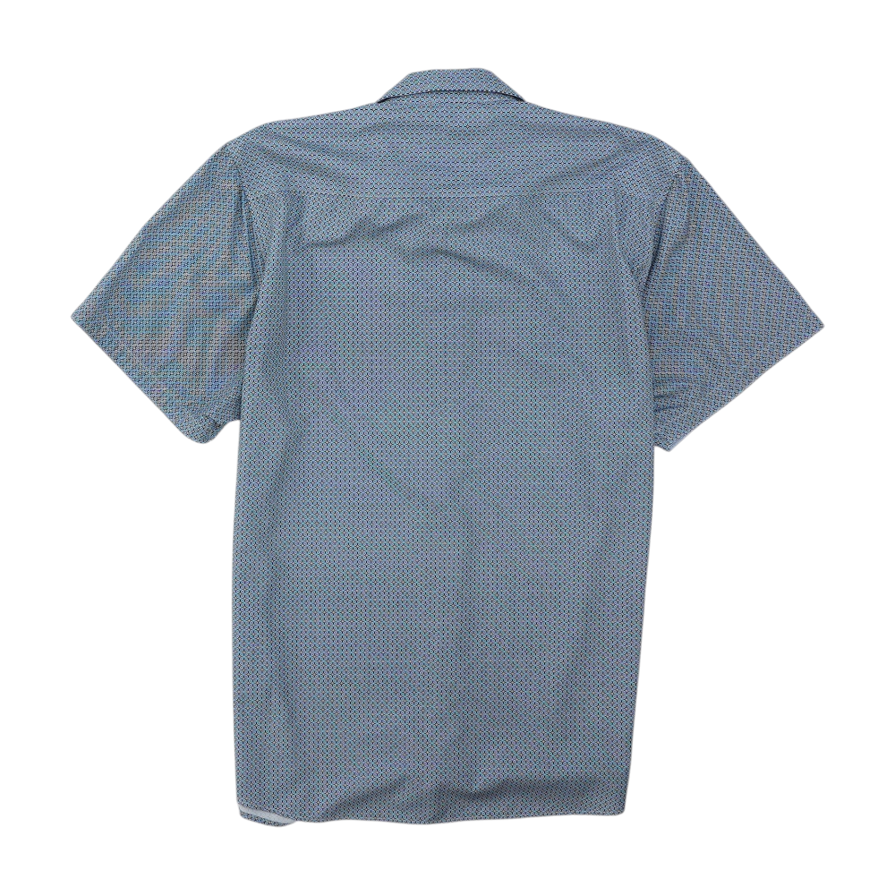 Blue Abstract Short Sleeve Button Down