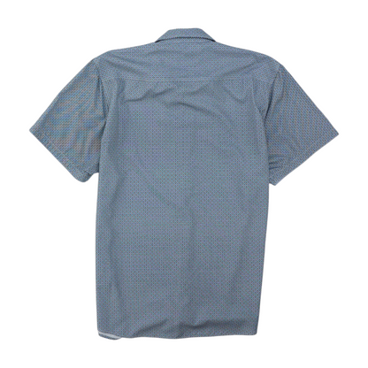 Blue Abstract Short Sleeve Button Down
