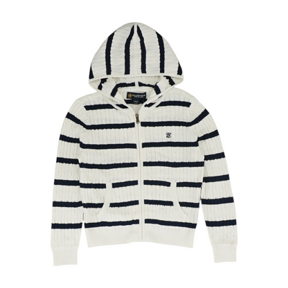 White Striped Cardigan Sweater