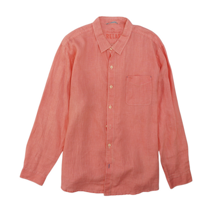 Coral Solid Long Sleeve Button Down