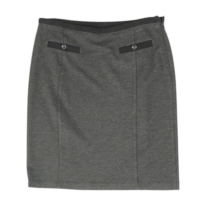 Gray Solid Midi Skirt
