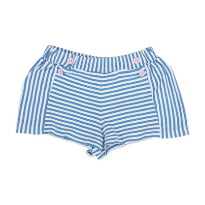 Blue Striped Knit Shorts