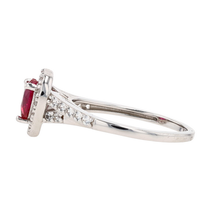 Sterling Silver Synthetic Ruby Fashion Ring