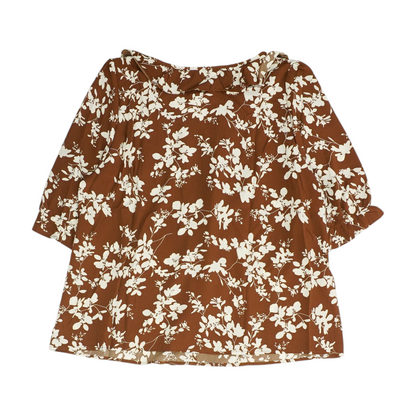 Brown Plus Size Floral Blouse