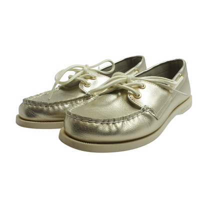 Gold Lace-Up Flats