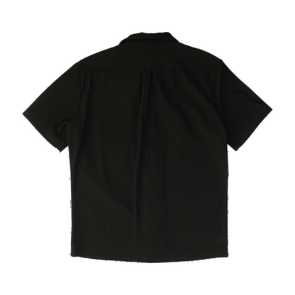 Black Solid Short Sleeve Button Down