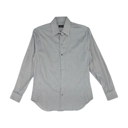 Navy Striped Long Sleeve Button Down