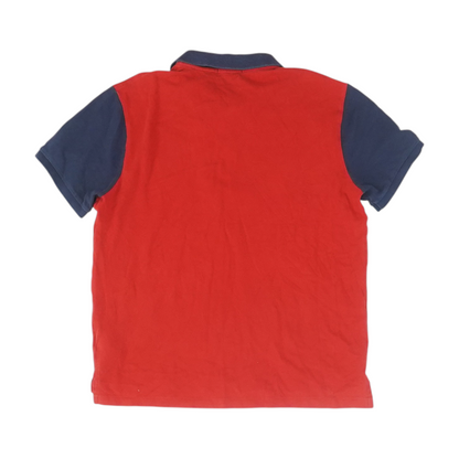 Red Color Block Short Sleeve Polo