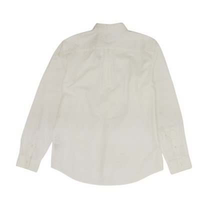 White Solid Long Sleeve Button Down