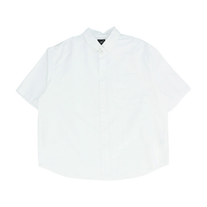 White Solid Short Sleeve Button Down