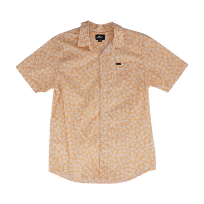 Orange Floral Short Sleeve Button Down