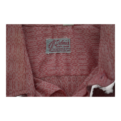 Red Geometric Long Sleeve Button Down