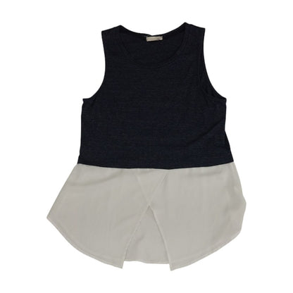 Navy Color Block Sleeveless Blouse