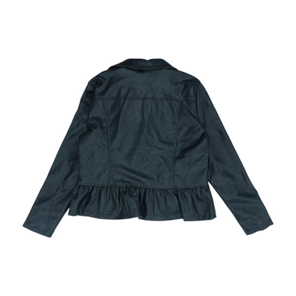 Black Solid Leather Jacket