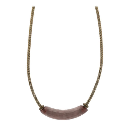 Mesh-Style Chain With Curved Pendant Necklace