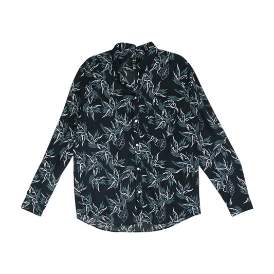 Navy Floral Long Sleeve Button Down
