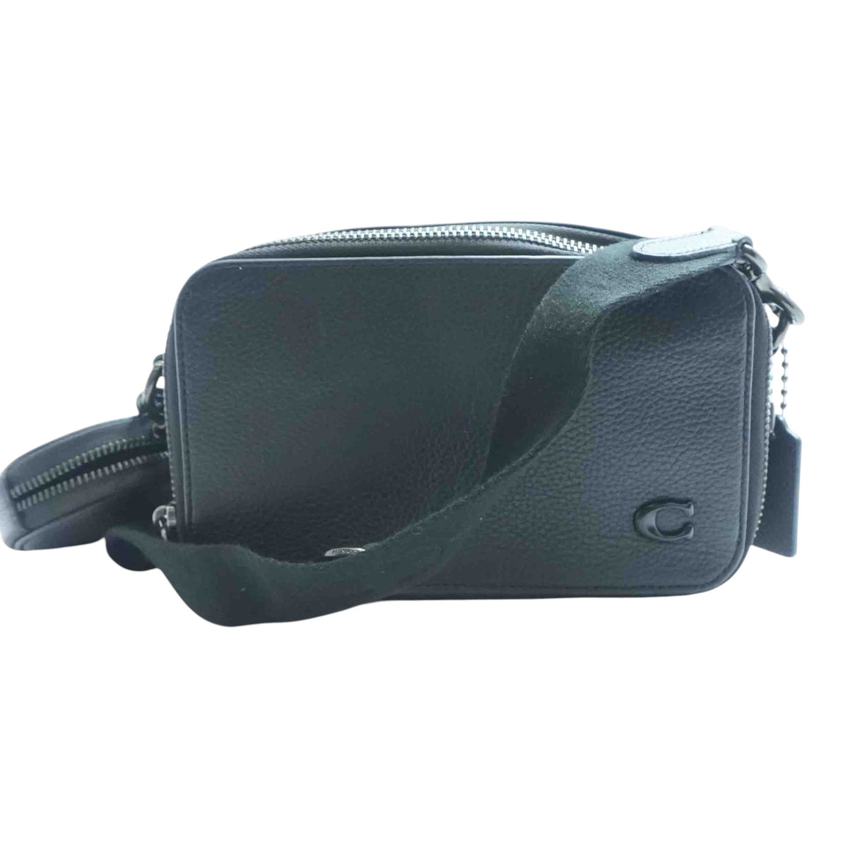 Clinton Crossbody Bag in Black Pebbled Leather