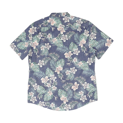 Blue Floral Short Sleeve Button Down