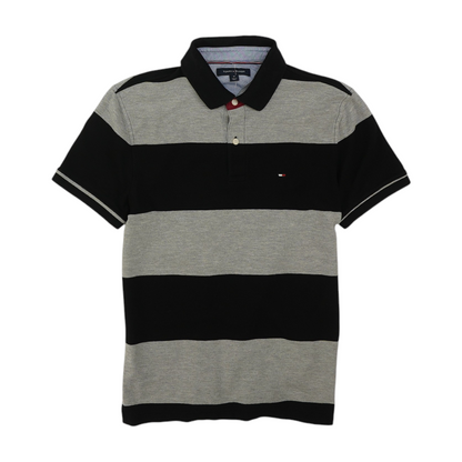 Black Striped Short Sleeve Polo