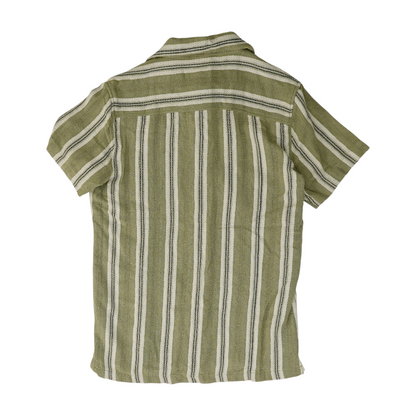Green Striped Short Sleeve Button Down