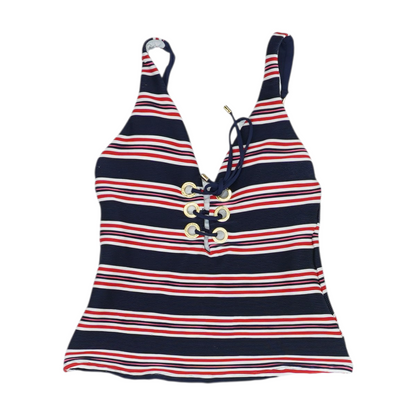 Navy Striped Swim Top