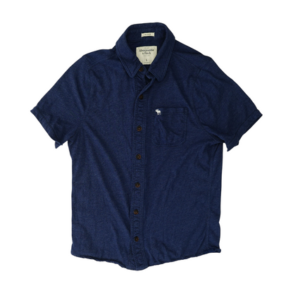 Navy Solid Short Sleeve Button Down