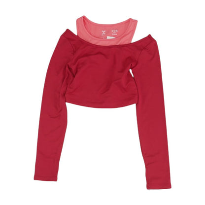 Pink Color Block Long Sleeve Blouse