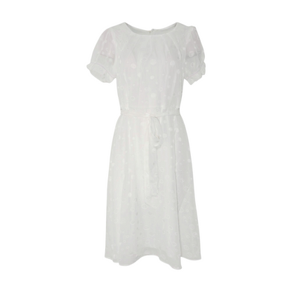 White Petite Polka Dot Midi Dress