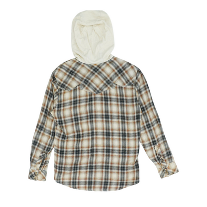 Beige Plaid Flannel Button Down