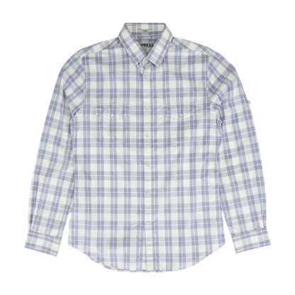 White Plaid Long Sleeve Button Down
