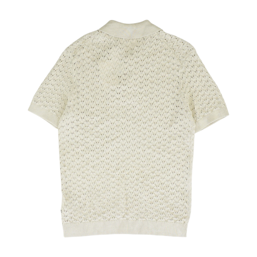 Beige Solid Short Sleeve Polo