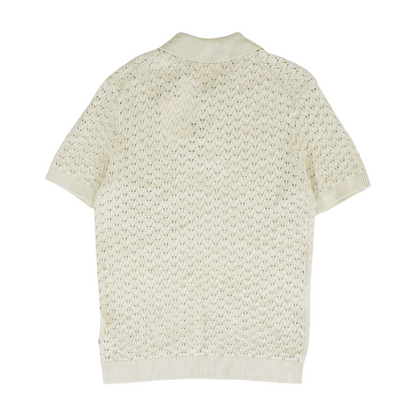 Beige Solid Short Sleeve Polo