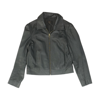 Black Solid Leather Jacket