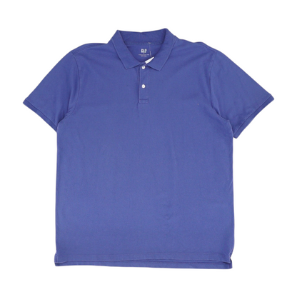 Blue Solid Short Sleeve Polo