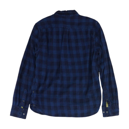 Navy Plaid Long Sleeve Button Down
