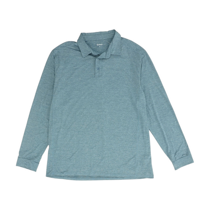 Blue Solid Long Sleeve Polo