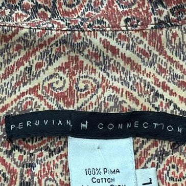 Vintage Orange Print Long Sleeve Button Down