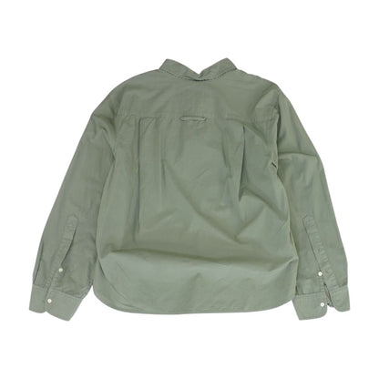 Green Solid Long Sleeve Button Down