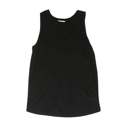 Black Solid Crewneck Tank