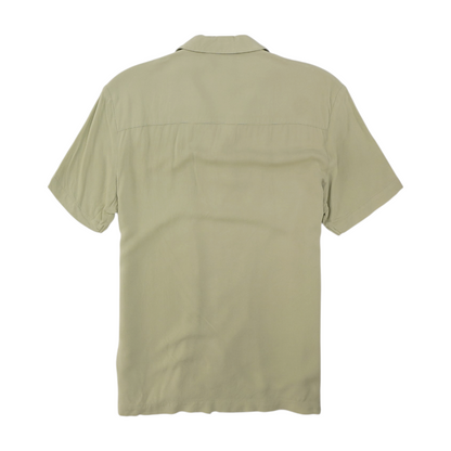 Green Solid Short Sleeve Button Down