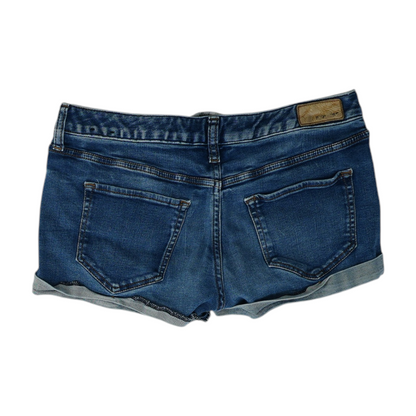 Blue Solid Denim Shorts