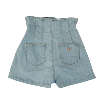 Blue Solid Denim Shorts