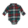 Green Plaid Onesie Button Down