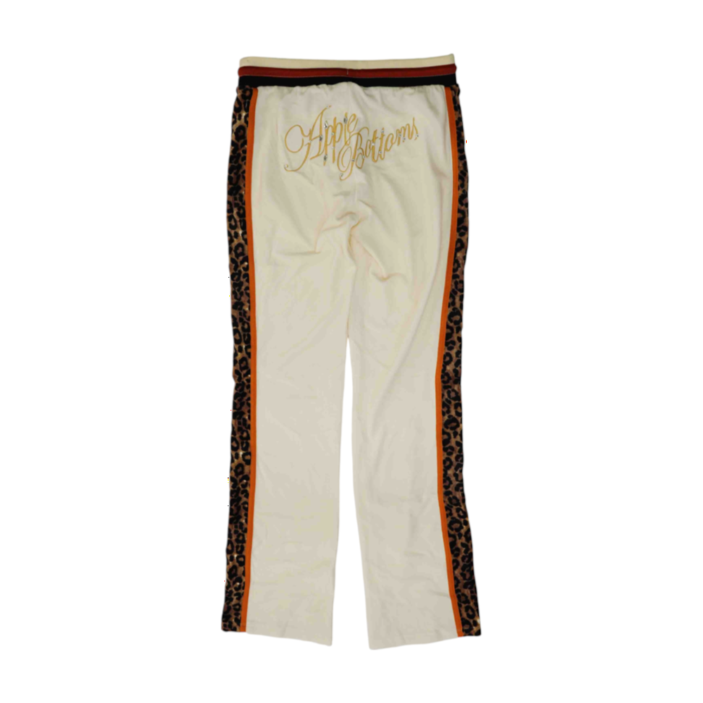 Beige Color Block Straight Pants